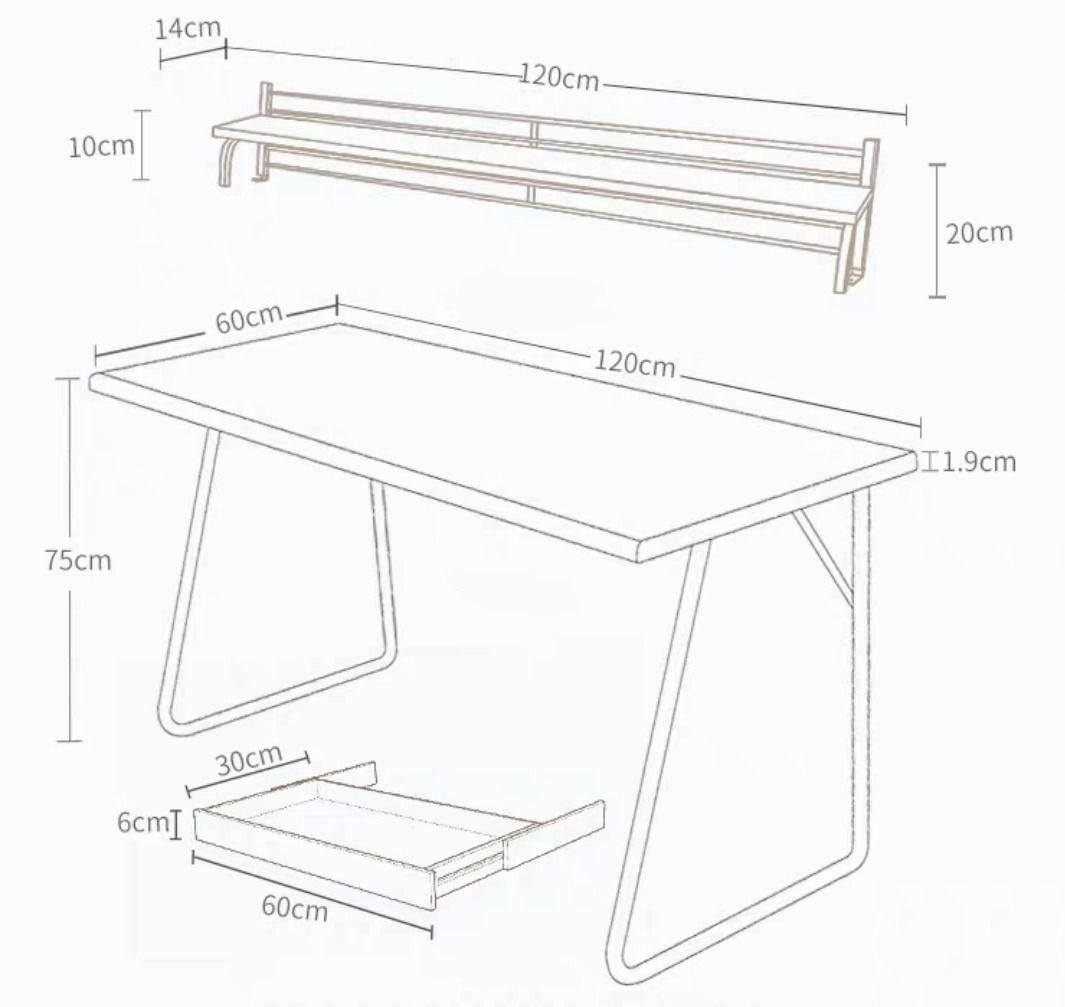 SABER Modern Gold Study Table, Furniture & Home Living, Furniture ...