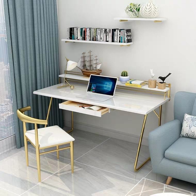SABER Modern Gold Study Table, Furniture & Home Living, Furniture ...