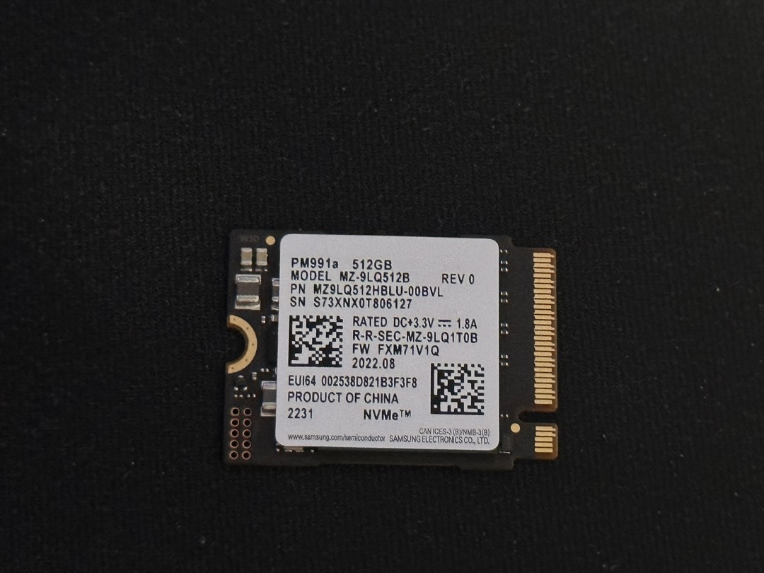 Samsung SSD NVME 2230 512GB, Computers & Tech, Parts & Accessories ...