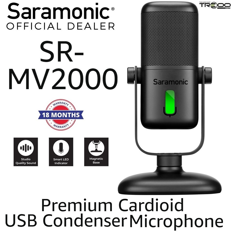 Saramonic SR-MV2000 Cardioid Condenser USB Microphone, Audio ...
