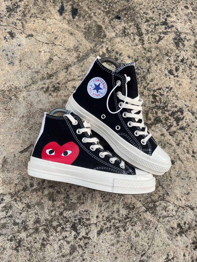 Sepatu converse cdg play 70s black white x comme des garcons second preloved original
