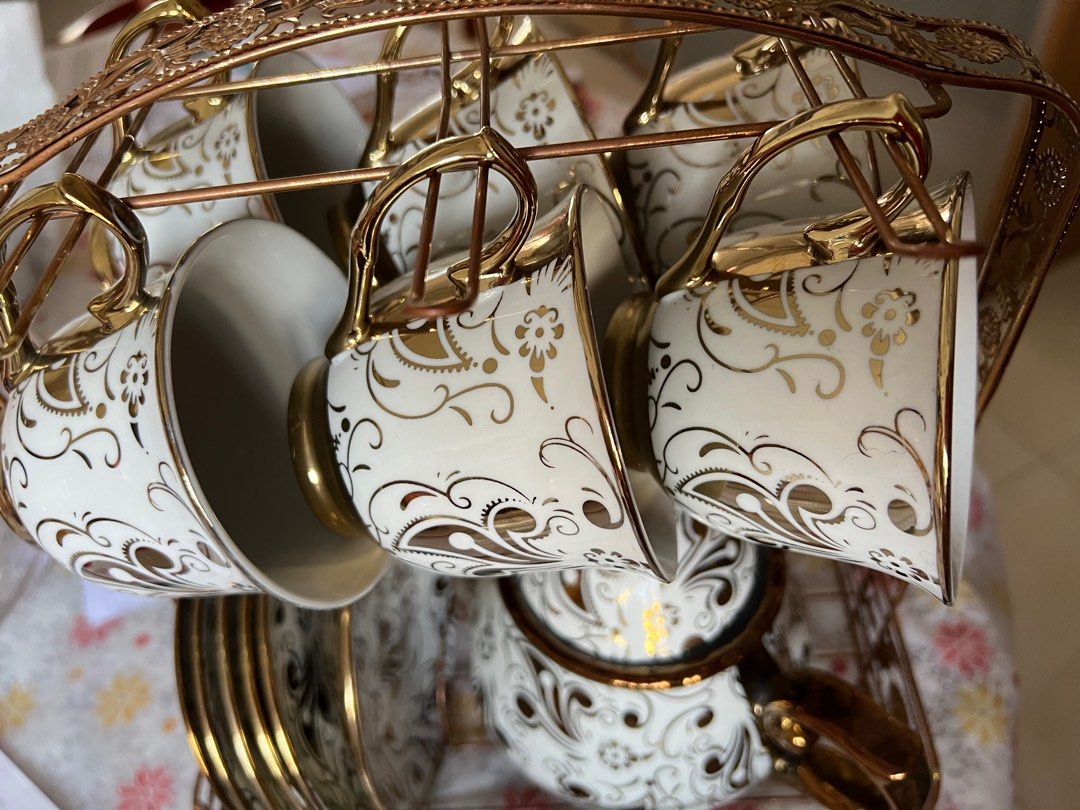 Set of cups plates and teapot, Furniture & Home Living, Kitchenware