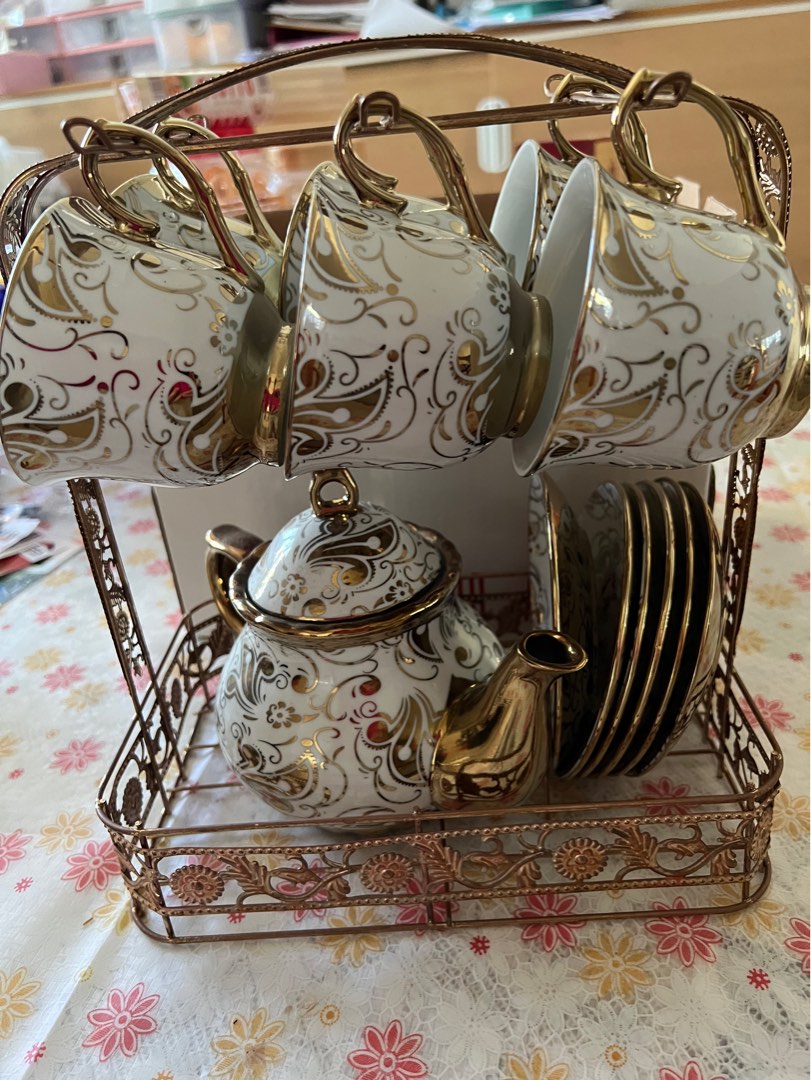 Set of cups plates and teapot, Furniture & Home Living, Kitchenware