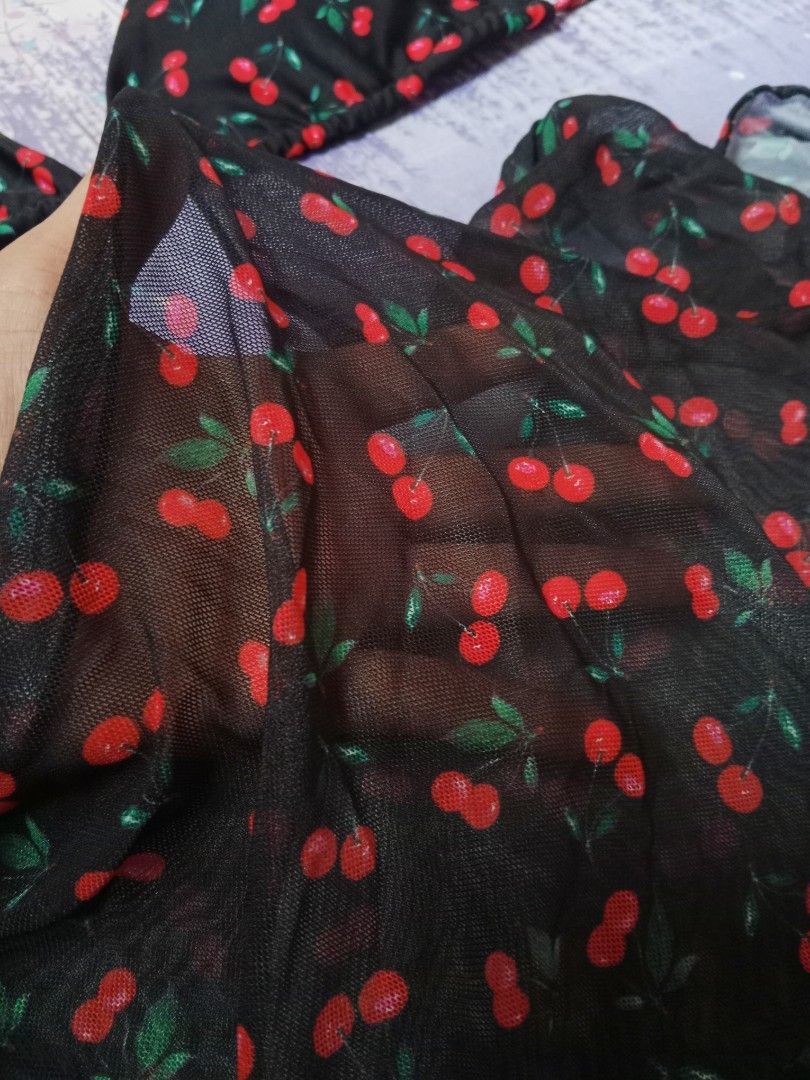 Shein Cherry Bikini w/ cover up, Women's Fashion, Swimwear, Bikinis