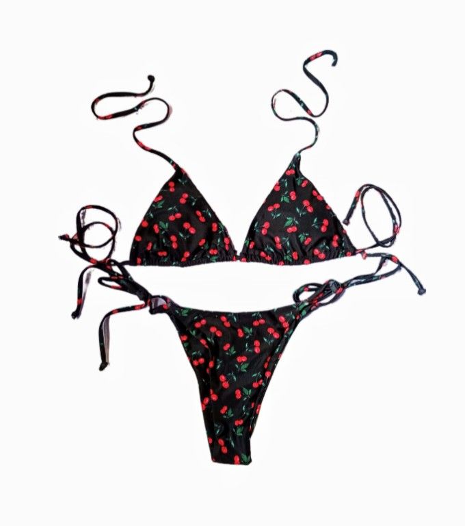 Shein Cherry Bikini w/ cover up, Women's Fashion, Swimwear, Bikinis