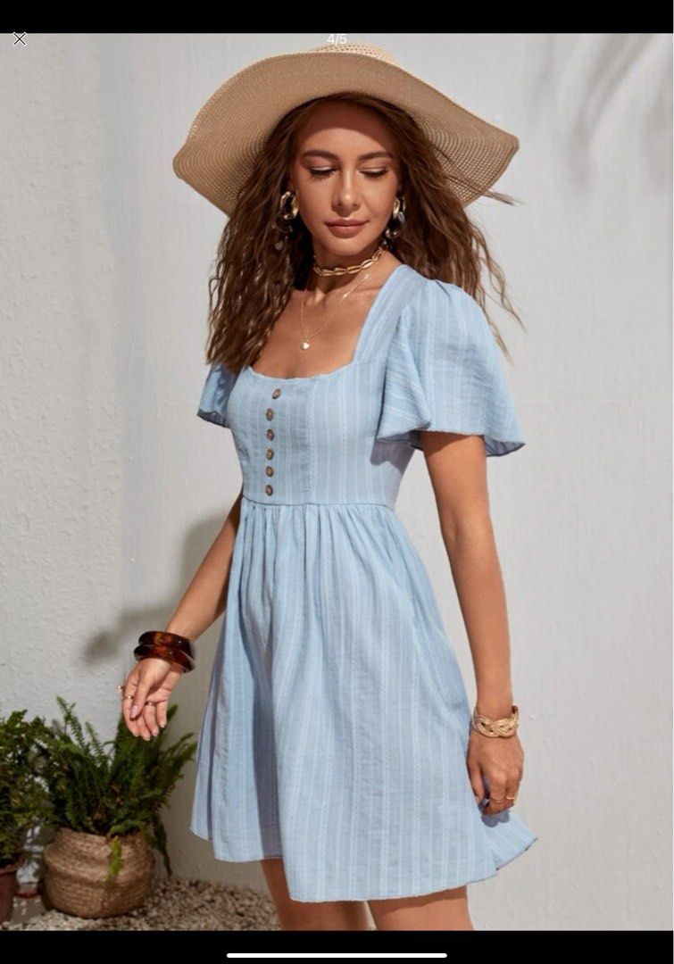 Shein Powder Blue Dress (Category: Dresses) located in Paranaque City. Submitted by shopmelaa (Listing ID 1225975817, Image 3). Description: Orig price: 450 Never used Washed only Fits small to medium frames.
