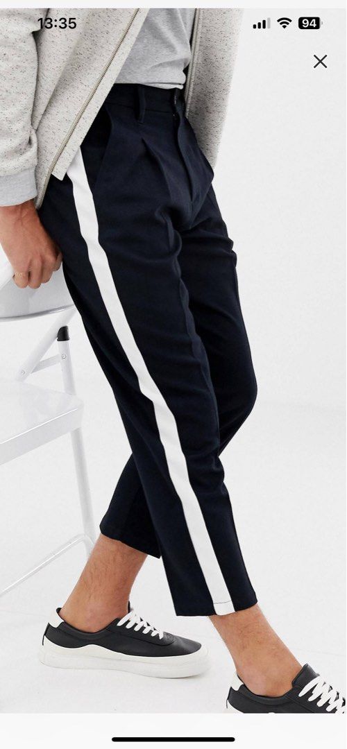 Engineered Striped Side Seam Solid Wool Twill Skinny Trouser | Thom Browne