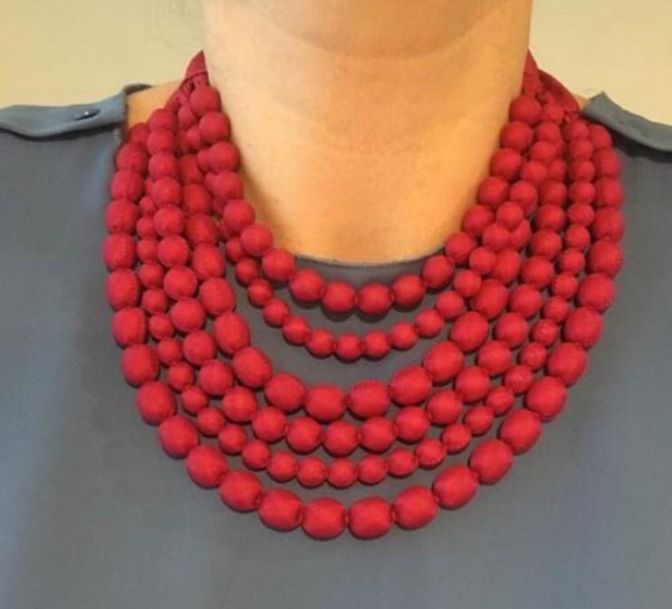 Red bead necklace discount