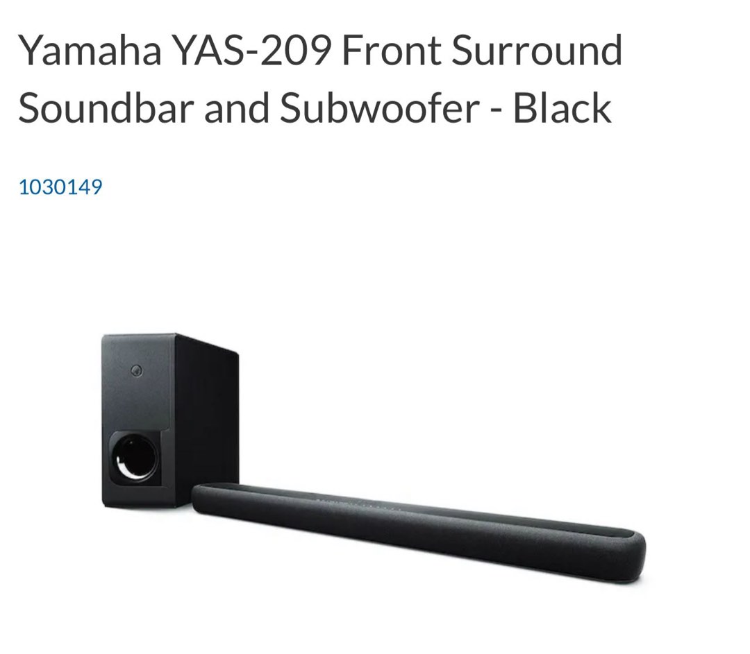 Yamaha soundbar yas-209 with wireless subwoofer , Audio, Soundbars ...