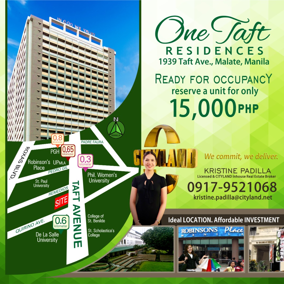 Taft Avenue Manila condo Cityland ONE TAFT RESIDENCES preselling