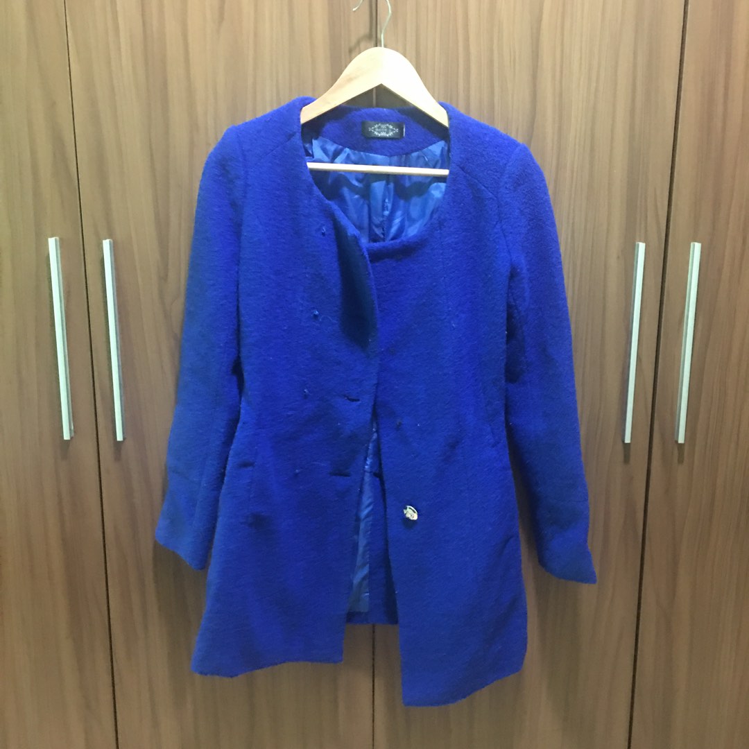 Thick blue winter trench coat, Women's Fashion, Coats, Jackets and