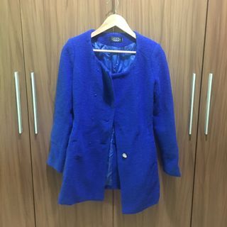 Thick blue winter trench coat