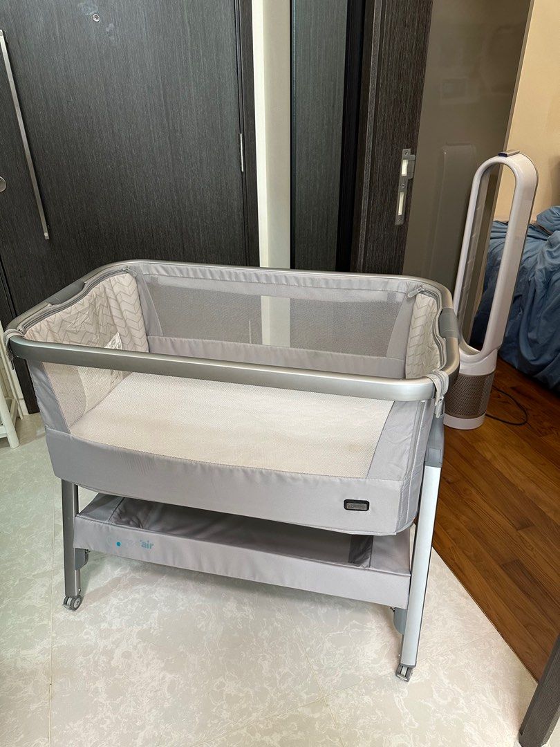 Tutti Bambini CoZee Air Bedside Crib With Rocking Feet Space Grey