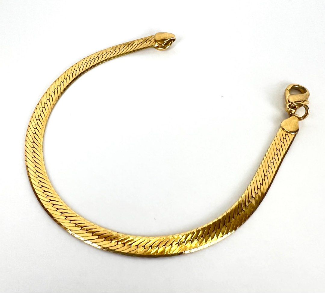 Vintage gold tone snake chain bracelet on Carousell