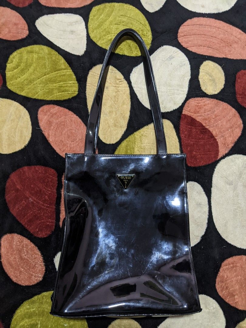 Vintage Guess Jeans USA pvc tote bag minimalist black