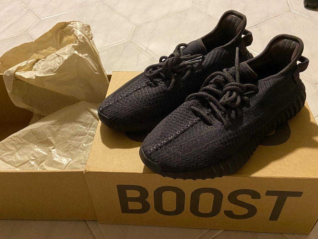 Matte black yeezys sales