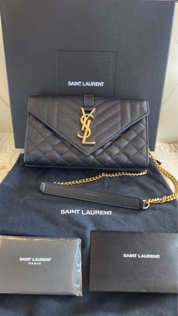 YSL Envelope Small Bag in Mix Matelasse Grain De Poudre Embossed Leather Luxury Bags Wallets on Carousell