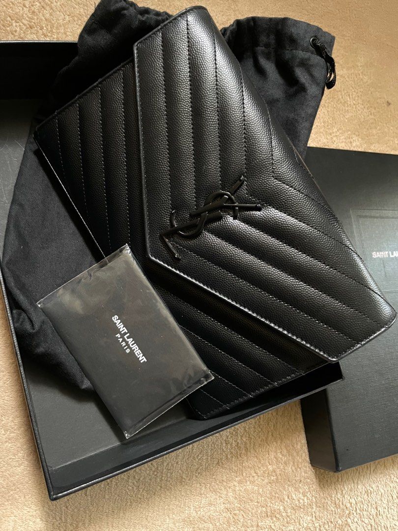 Ysl wallet on clearance chain all black