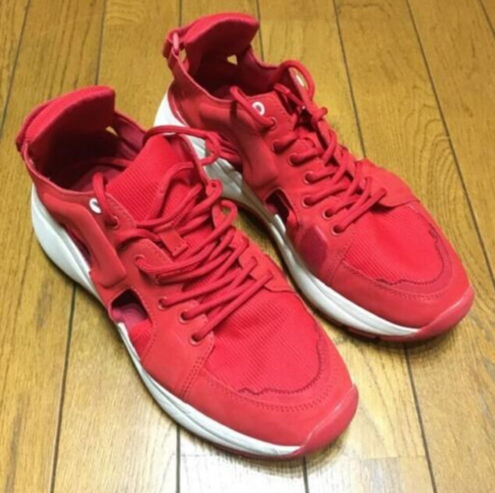 Red and white designer sneakers sale