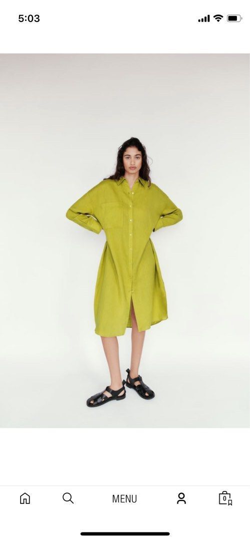 Zara green shirt shop dress
