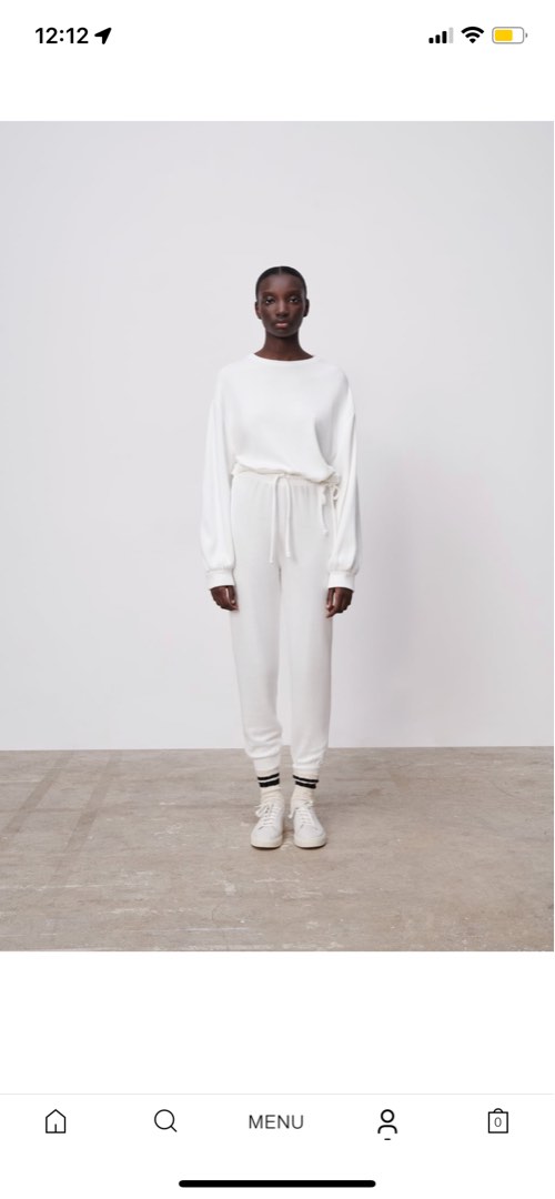 White 2025 zara joggers