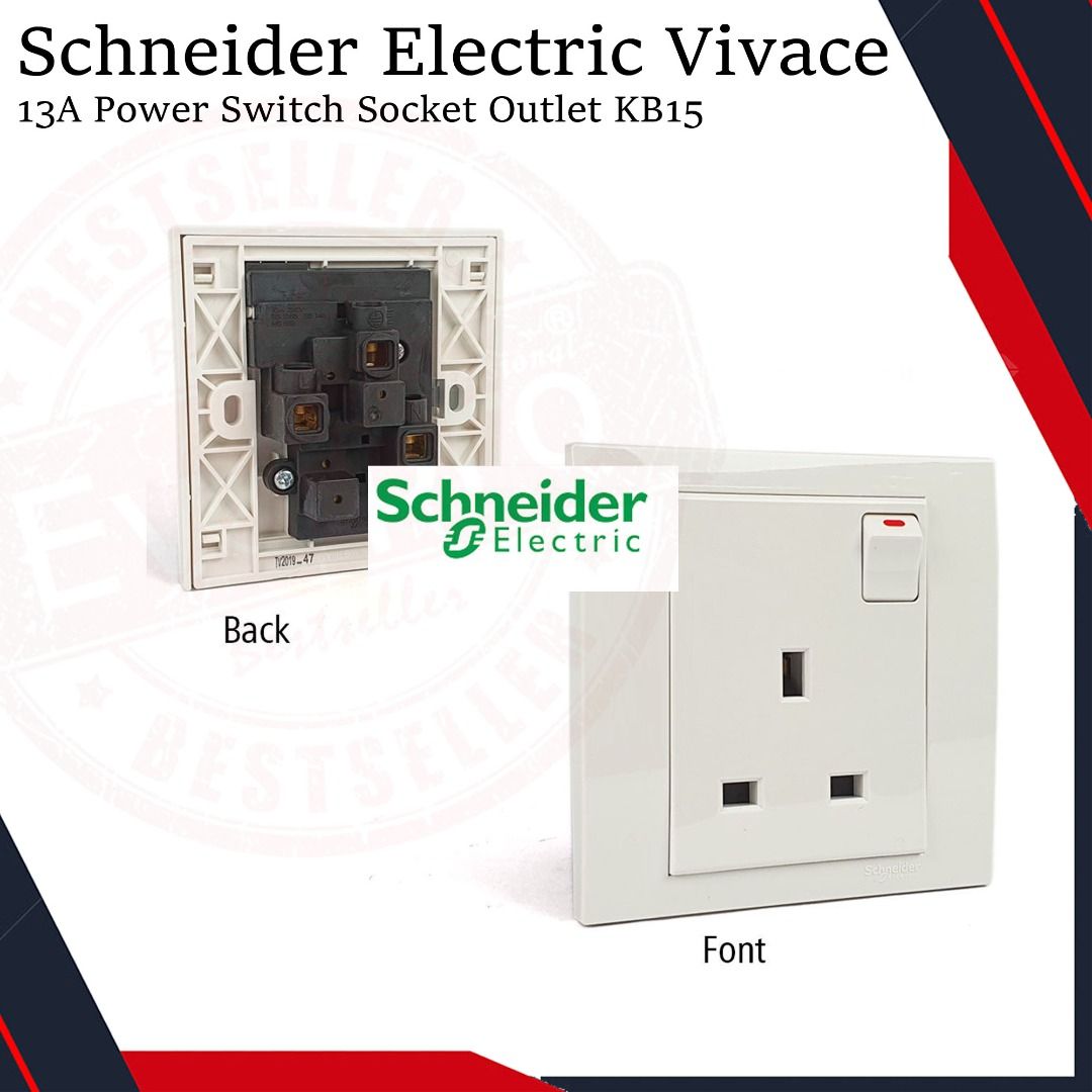 13A SWITCH SOCKET OUTLET SCHNEIDER VIVACE KB15, TV & Home Appliances