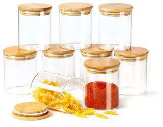 3Set Japanese Style Airtight Glass Jars with Bamboo Lids and