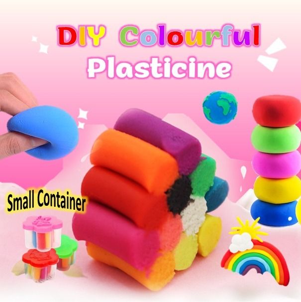 12 Colors Colorful Plasticine Kids Art and Craft l Children Birthday Party Goodie Bag Gifts Set l Air Dry Kit l Rainbow Art l Children Day Gifts