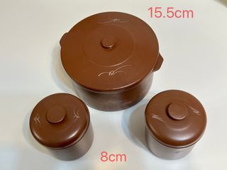 紫砂燉盅一套三件