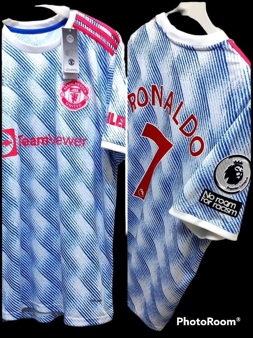 🇬🇧 2021/22 Manchester United Away Fan's Version + High Qualitied Velvety  EPL/UCL Patches + Ronaldo 7 Nameset + Kohler sponsorship patches 🇬🇧  (READY STOCK!) on Carousell
