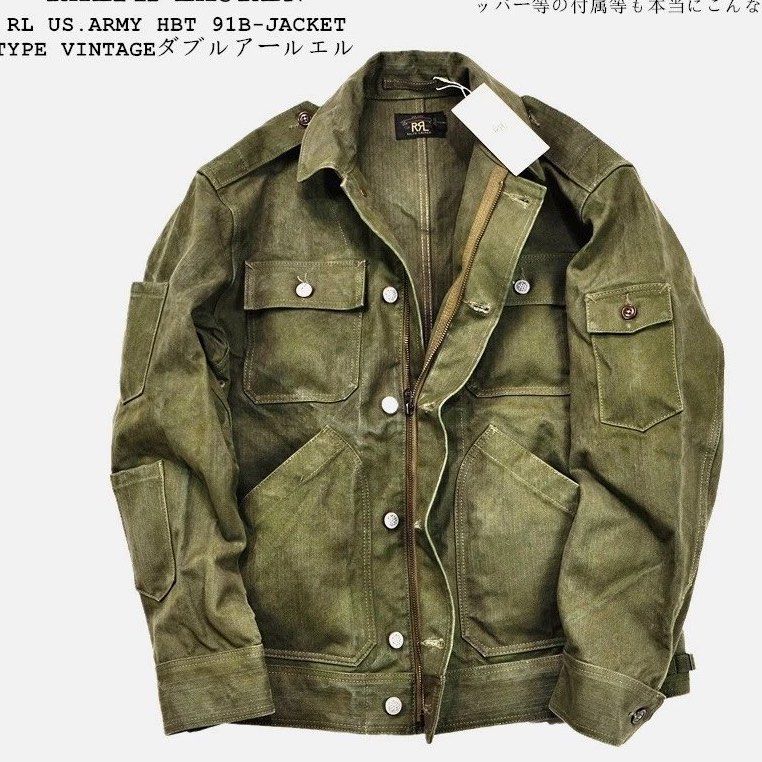 外國預訂RRL Ralph Lauren HBT 91B- jacket 軍裝多口袋外套, 男裝 