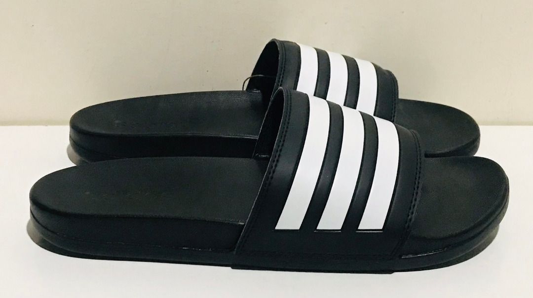 ADIDAS ADILETTE COMFORT BLACK WHITE SLIDES SLIPPERS MENS 9