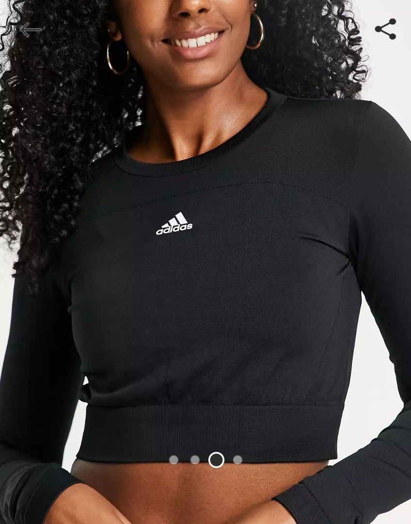 Adidas black crop top long sleeve clearance