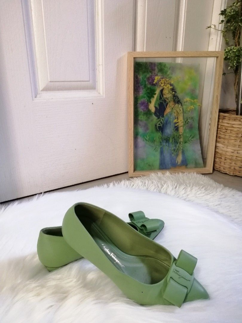 Authentic Salvatore Ferragamo shoes in green