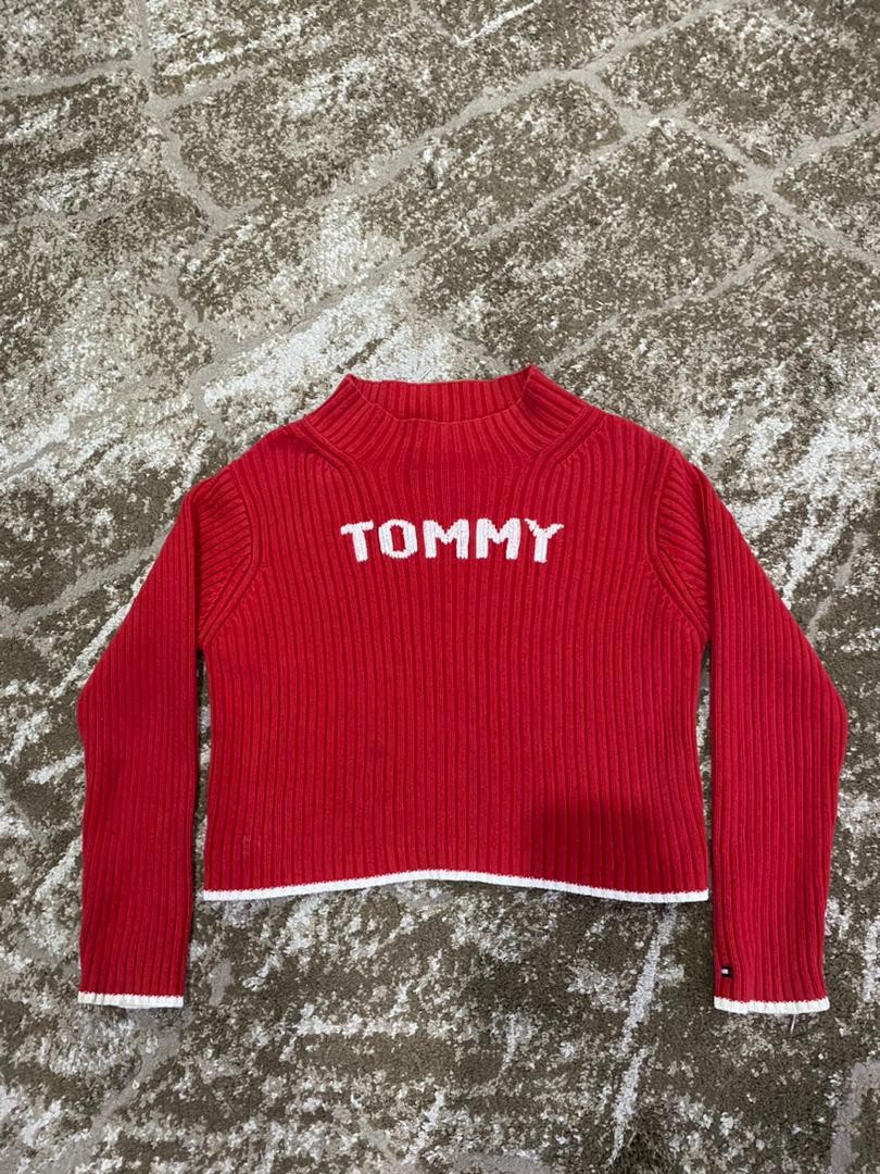 authentic Tommy hillfiger red cropped knitted sweater vintage y2k ...