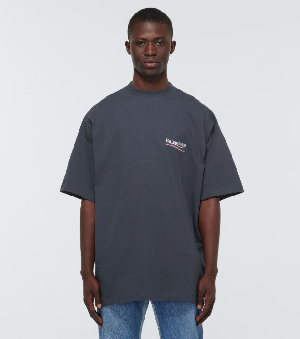 Balenciaga Embroidered Campaign Tee Ash Charcoal XS XL