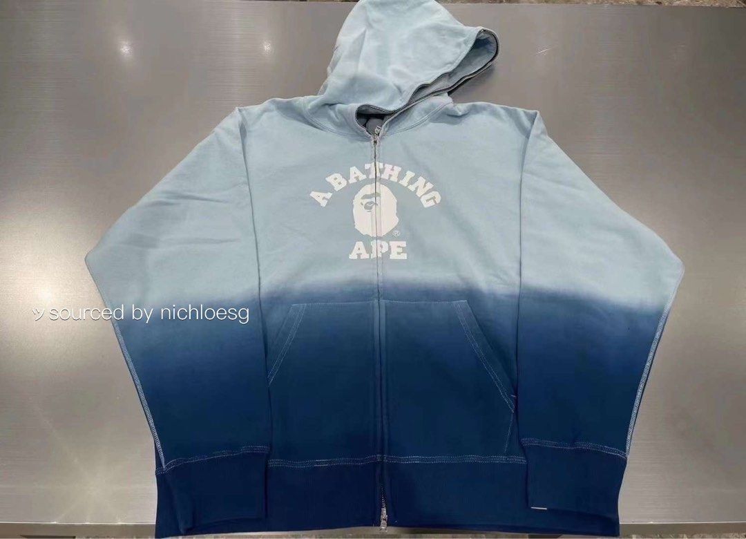 Bape College Gradation Relaxed Fit Full Zip Hoodie Blue
