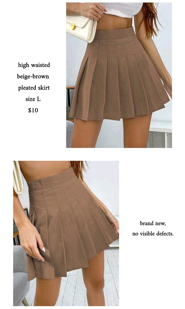 High waisted top beige pleated skirt