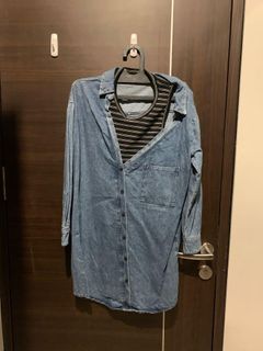 BERSHKA DENIM MINI DRESS