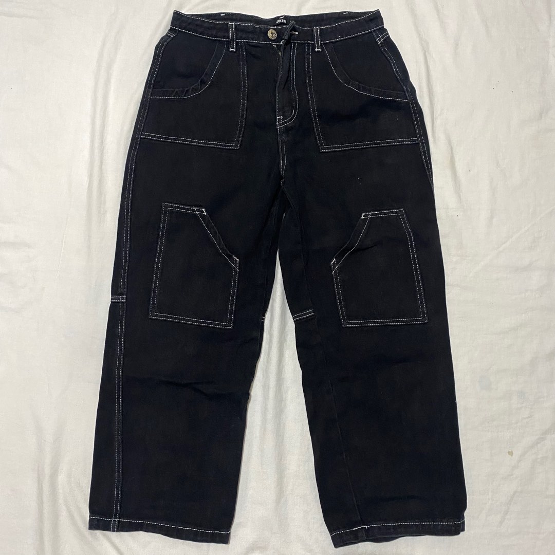 black stitch baggy pants on Carousell