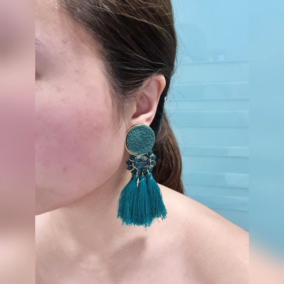 Tightrope tassel blue earrings hot sale
