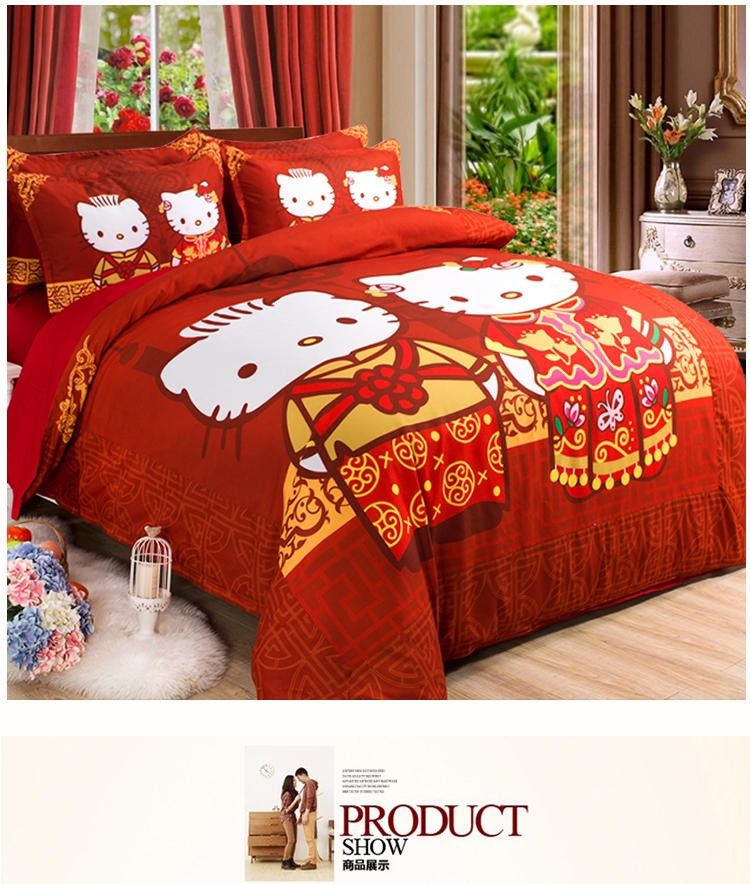 Hello kitty wedding bed cheap sheet