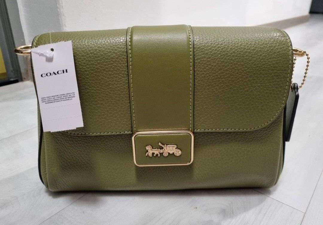 Brand new olive green coach shoulder bag
