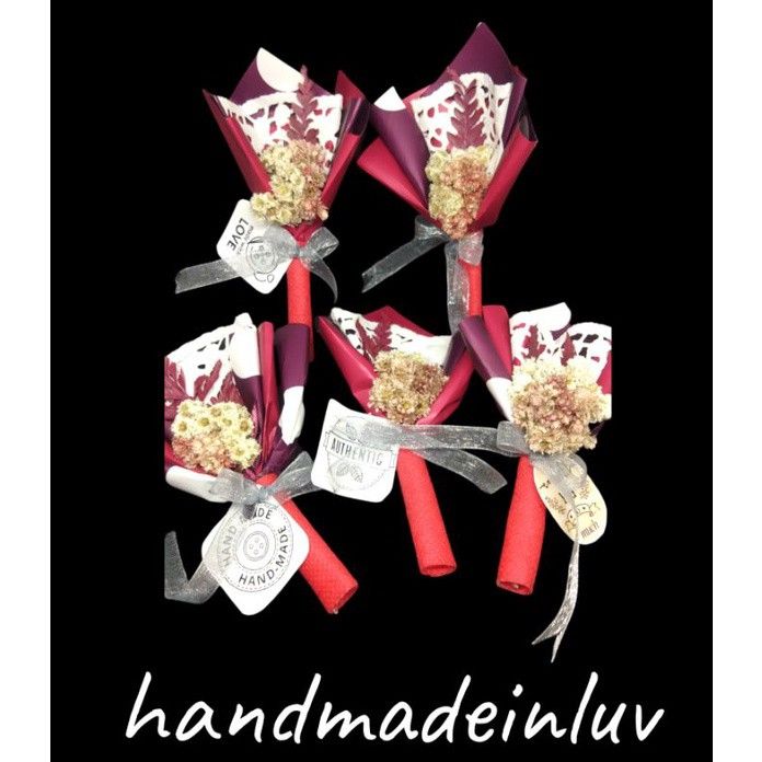 Buket Bunga Mini Merah Mix Polkadot Hampers Souvenir, Desain