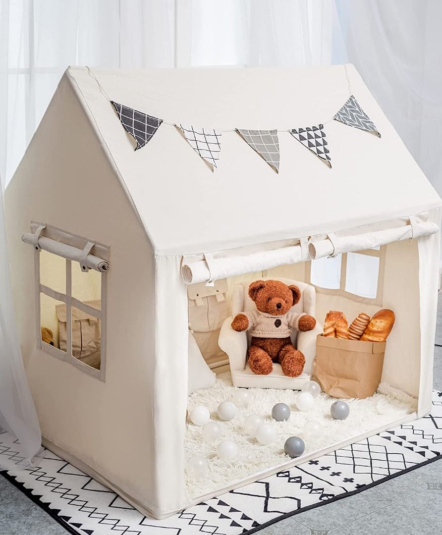 Canvas Kids Play Tent Indoor Toddler Teepee Tents Playhouse for