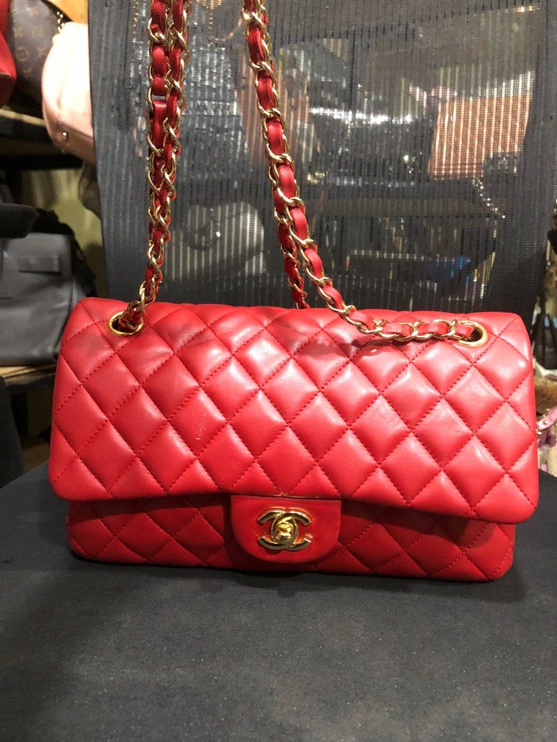 Chanel Red Quilted Caviar Leather Jumbo Classic Double Flap Bag, Women