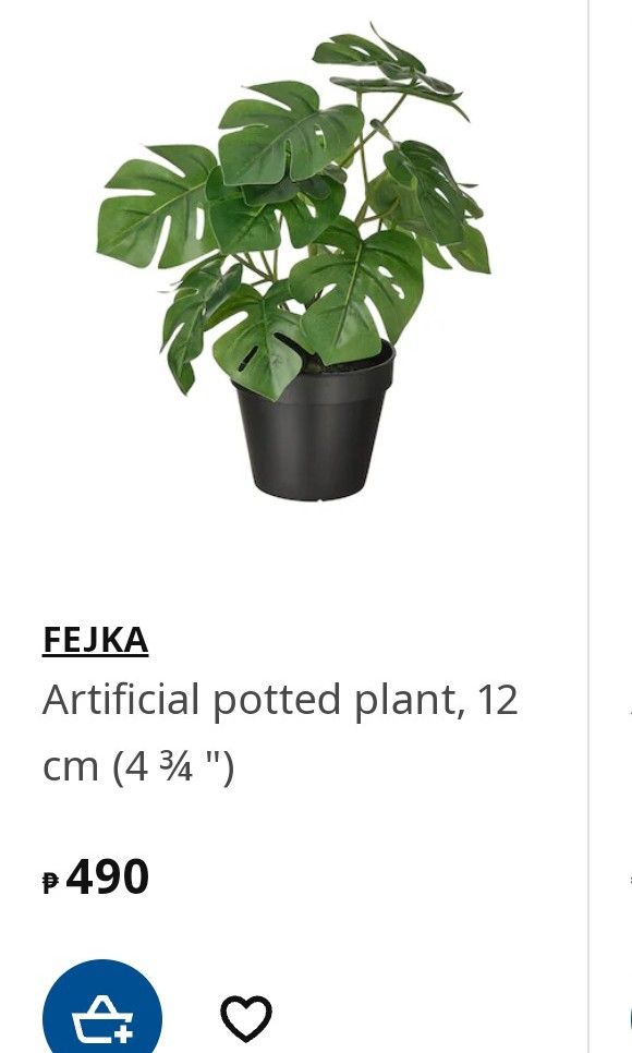 [50% OFF] IKEA Artificial Plant with White Pot (Category: Artificial Plants & Flowers) located in Makati City. Submitted by janebubba (Listing ID 1226208924, Image 3). Description: Artificial Plant comes with White Pot 1 For PHP 200 Take all 3 For PHP 600 Condition: Tip Top Brand: IKEA *Preferably self collect from Grand Midori Makati *Lalamove or Grab Delivery available (fee borne by buyer) *Free Gift available upon purchase.