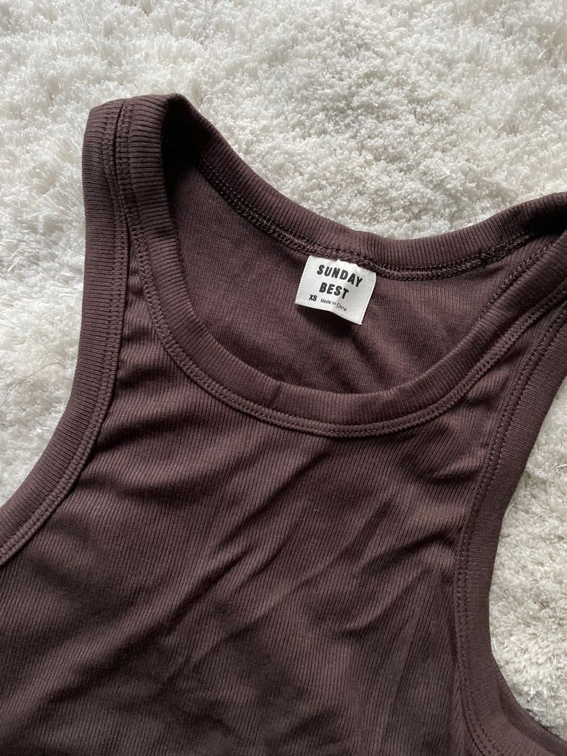 Cocoa Ribbed Tank, Women's Fashion, Tops, Sleeveless on Carousell