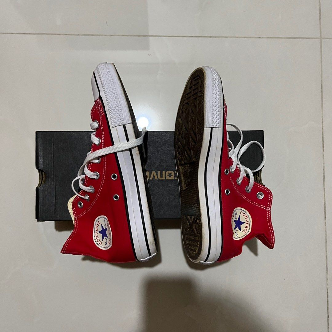 Red all star sales converse high tops