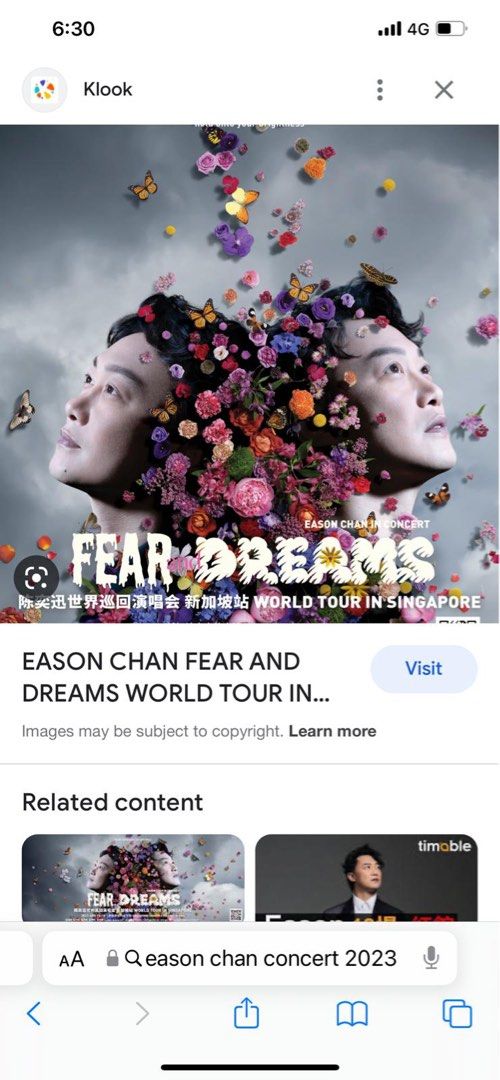 Eason Chan Fear and Dreams World Tour 2023, Tickets & Vouchers, Event